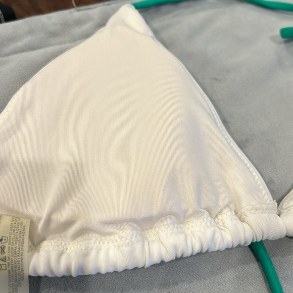 Colorful Beaded White Triangle Style Bikini Top-Sz M - Picture 7 of 10